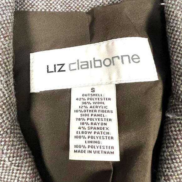 Liz Claiborne Blazer Jacket Brown Elbow Patch Wool Blend Women's S Dark Academia - Picture 3 of 16